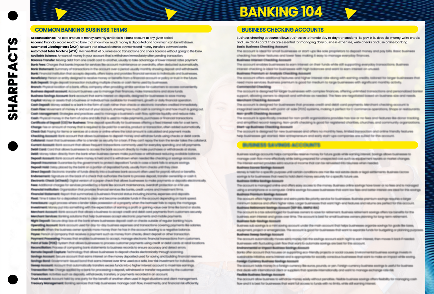 Banking 104 SharpFacts Laminated Learning Guide (Business Deposit Accounts) Digital